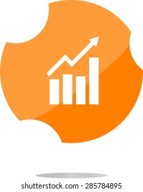 vector Graph chart sign icon. Diagram symbol. Statistics. Web shiny button