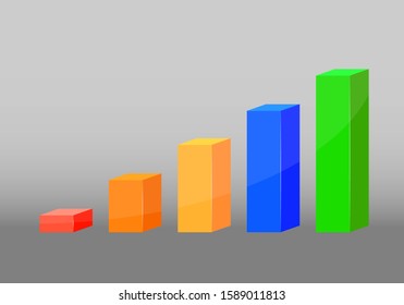 Vector graph with color parts and glossy effect on gray background