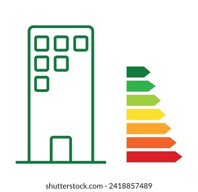 Vector graph of energy efficiency. Home care icon. Illustration of living conditions in the house. Measurement measurement concept. EPS10
