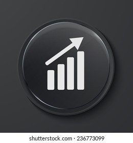 Vector graph modern black glass circle icon. Eps10