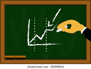 Vector : Graph on blackboard with business man hand