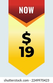 Gráfico vectorial de cupón, signo o etiqueta de $19 dólares.
Etiqueta de ahorro de dinero, ilustración vectorial de sello con fuente fantástica sobre fondo rojo, naranja y amarillo. Perfecto para usar precios promocionales.