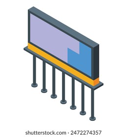 Vector graphic of a 3d isometric billboard supported by pillars in a modern design