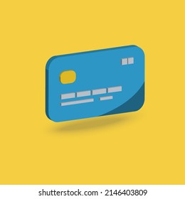 Vector graphic of 3D Isometric credit Card illustration. Using blue, white and yellow color scheme. Suitable for finance promotion design activity