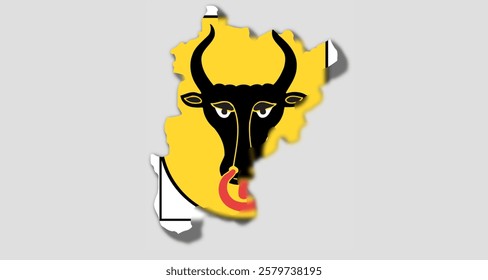 Vector graphic with 3d shape of Swiss Canton of Uri with coat of arms against gray background. Illustration made February 1st, 2025, Zurich, Switzerland.