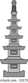 Vector graphic of a 5 level pagoda.