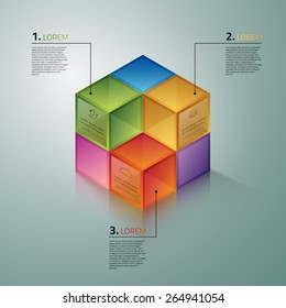 Diseño gráfico de vectores abstracto 3d info-gráfico para su empresa