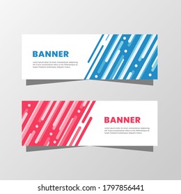 Gráfica vectorial del diseño de pancartas abstractas. con una decoración moderna en tonos azules y rojos. Perfecto para su uso