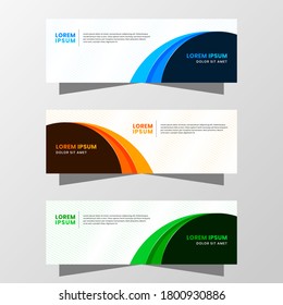 Gráfica vectorial del diseño de pancartas abstractas. con una decoración moderna en tonos azul, naranja y verde. Adecuado para la venta de pancartas, presentación, promoción, volante, afiche y folleto.