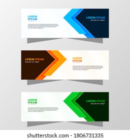 Gráfica vectorial del diseño de pancartas abstractas. con una decoración moderna en tonos azul, naranja y verde. Adecuado para la venta de pancartas, presentación, promoción, volante, afiche y folleto.