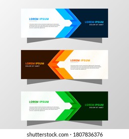 Vektorgrafik von abstraktem Bannerdesign. mit modernem Blau-, Orange- und Green-Farbschema. Geeignet für den Bannerverkauf, die Präsentation, die Promotion, das Flyer, das Plakat und die Broschüre.