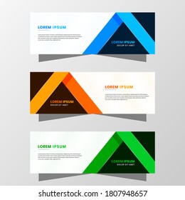 Vektorgrafik von abstraktem Bannerdesign. mit modernem Blau-, Orange- und Green-Farbschema. Geeignet für den Bannerverkauf, die Präsentation, die Promotion, das Flyer, das Plakat und die Broschüre.
