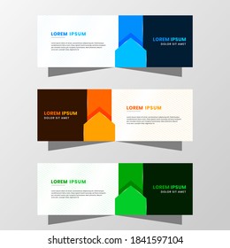 Vektorgrafik von abstraktem Bannerdesign. mit modernem Blau-, Orange- und Green-Farbschema. Geeignet für den Bannerverkauf, die Präsentation, die Promotion, das Flyer, das Plakat und die Broschüre.