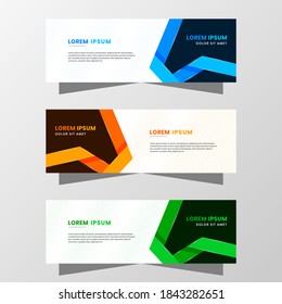Vektorgrafik von abstraktem Bannerdesign. mit modernem Blau-, Orange- und Green-Farbschema. Geeignet für Bannerverkauf, Präsentation, Promotion, Flyer, Poster und Broschüre, Web.