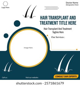 Vector graphic of abstract banner design of hair loss treatment social media post.