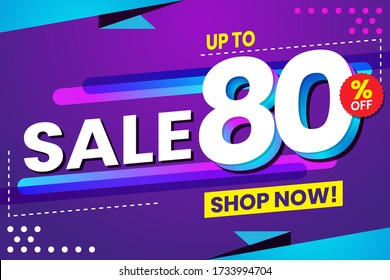 Vector graphic of Abstract Colorful 80 Percent Sale Background.Perfect for Retail, Brochure, Banner, Business, Selling, etc