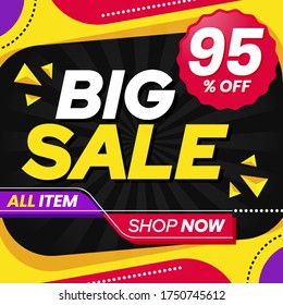 Gráfico vectorial de Abstract Colorful Big Sale 95 por ciento Fondo de Banner. Perfecto para la venta al por menor, folleto, pancarta, negocios, ventas, etc.