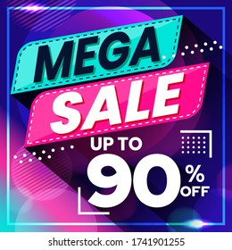 Gráfico vectorial de Abstract Colorful Mega Sale 90 por ciento Fondo de Banner. Perfecto para la venta al por menor, folleto, pancarta, negocios, ventas, etc.