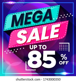 Gráfico vectorial de Abstract Colorful Mega Sale 85 por ciento Fondo de Banner. Perfecto para la venta al por menor, folleto, pancarta, negocios, ventas, etc.