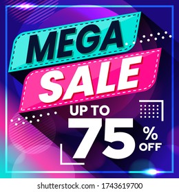 Vector graphic of Abstract Colorful Mega Sale 75 Percent Banner Background. Perfect for Retail, Brochure, Banner, Business, Selling, etc