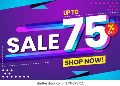 Vector graphic of Abstract Colorful Sale 75 Percent Background.Perfect for Retail, Brochure, Banner, Business, Selling, etc