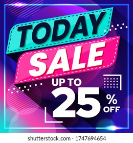 Gráfico vectorial de Abstract Colorful Today Sale 25 por ciento Fondo de Banner. Perfecto para la venta al por menor, folleto, pancarta, negocios, ventas, etc.