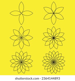 vector graphic of abstract flower line art style number three design model. can be used for clip art or elements in further designs