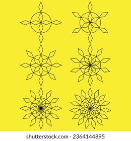gráfico vectorial del estilo artístico de línea de flor abstracta número seis modelo de diseño. puede utilizarse para imágenes prediseñadas o elementos en diseños posteriores