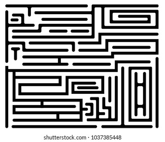 Vector graphic abstract geometry maze pattern. black and white seamless geometric labyrinth background. subtle pillow and bed sheet design. unique art deco. hipster fashion print