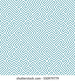 Vector graphic abstract geometry  maze pattern. blue seamless geometric background . subtle pillow and bed sheet design. unique art deco. hipster fashion print