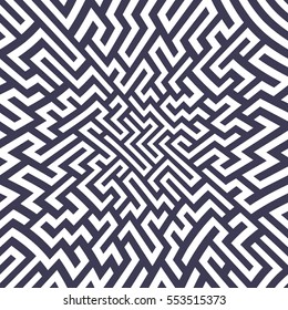 Vector graphic abstract geometry  maze pattern. purple seamless geometric labyrinth background . subtle pillow and bed sheet design. unique art deco. hipster fashion print