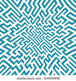 Vector graphic abstract geometry  maze pattern. blue seamless geometric background . subtle pillow and bed sheet design. unique art deco. hipster fashion print