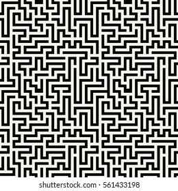 Vector graphic abstract geometry  maze pattern. black and white seamless geometric background . subtle pillow and bed sheet design. unique art deco. hipster fashion print