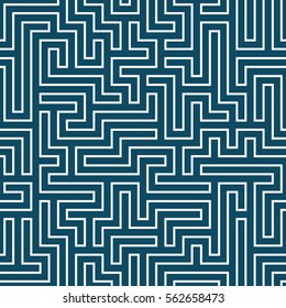 Vector graphic abstract geometry  maze pattern. blue seamless geometric background . subtle pillow and bed sheet design. unique art deco. hipster fashion print