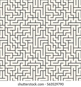 Vector graphic abstract geometry  maze pattern. black and white seamless geometric background . subtle pillow and bed sheet design. unique art deco. hipster fashion print