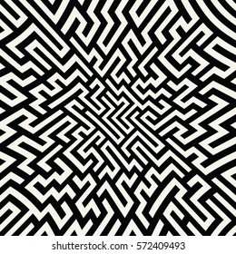 Vector graphic abstract geometry  maze pattern. black and white seamless geometric background . subtle pillow and bed sheet design. unique art deco. hipster fashion print