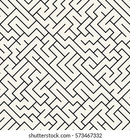 Vector graphic abstract geometry  maze pattern. black and white seamless geometric background . subtle pillow and bed sheet design. unique art deco. hipster fashion print