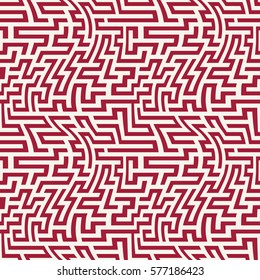 Vector graphic abstract geometry  maze pattern. red seamless geometric background . subtle pillow and bed sheet design. unique art deco. hipster fashion print