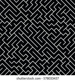 Vector graphic abstract geometry  maze pattern. black and white seamless geometric background . subtle pillow and bed sheet design. unique art deco. hipster fashion print