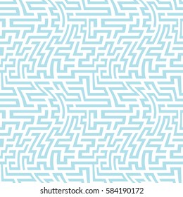 Vector graphic abstract geometry  maze pattern. blue seamless geometric background . subtle pillow and bed sheet design. unique art deco. hipster fashion print