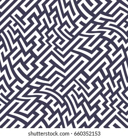 Vector graphic abstract geometry  maze pattern. purple seamless geometric labyrinth background . subtle pillow and bed sheet design. unique art deco. hipster fashion print