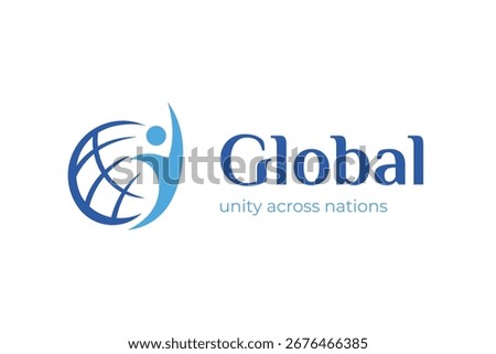 Vector Graphic of Abstract Global and People Achieve Logo Design with World Sphere Concept for International, Corporate, and international organizations