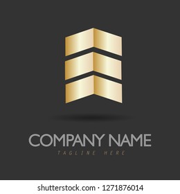 Vector graphic abstract gold arrow symbol for your company with tagline text 