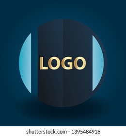 Vector graphic abstract gold text in circle symbol with sample text.