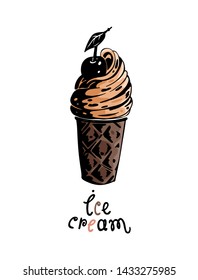 Vector graphic abstract ice cream on white background. Great elements for summer food design.