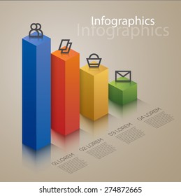 Vector graphic abstract info-graphics with icons in vibrant colors