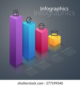 Vector graphic abstract info-graphics with icons in vibrant colors