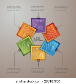 Vector graphic abstract info-graphics with icons in vibrant colors