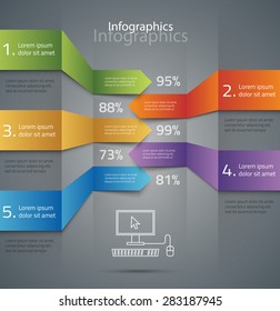 Vector graphic abstract info-graphics with icons in vibrant colors