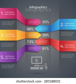Vector graphic abstract info-graphics with icons in vibrant colors
